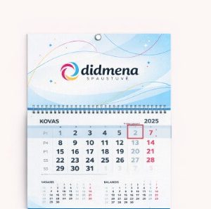 Vienos dalies kalendorius be apatinio reklaminio ploto (skaitmena)