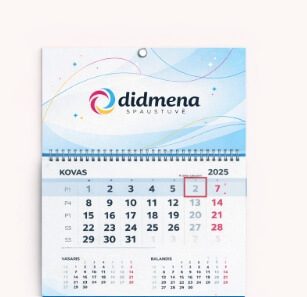 Vienos dalies kalendorius be apatinio reklaminio ploto (skaitmena)